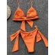 Padded Fluorescent Backless Bandage Solid Color Halter-Neck Bikini Swimsuit Padded Fluorescent Backless Bandage Solid Color Halter-Neck Bikini Swimsuit