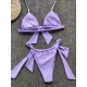 Padded Fluorescent Backless Bandage Solid Color Halter-Neck Bikini Swimsuit Padded Fluorescent Backless Bandage Solid Color Halter-Neck Bikini Swimsuit