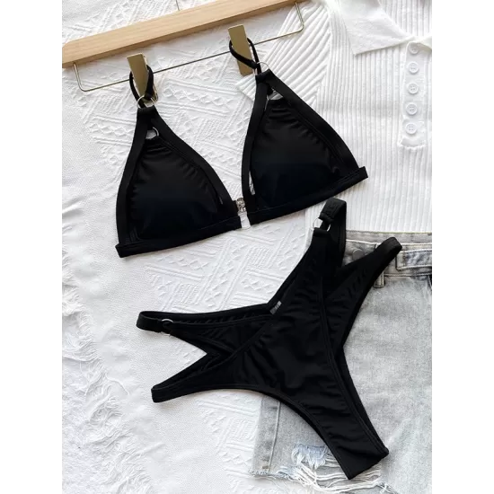 Triangle Spaghetti Neck Two Pieces Bikini Set Triangle Spaghetti Neck Two Pieces Bikini Set