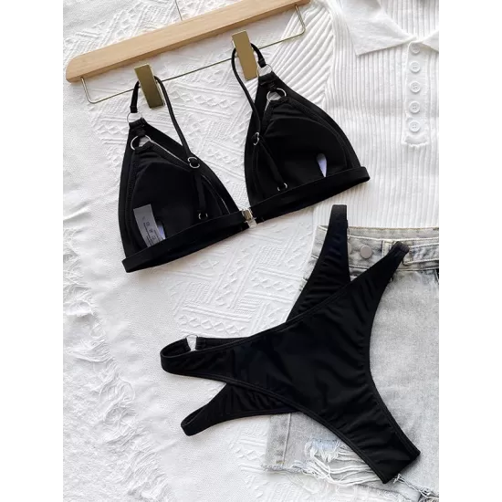 Triangle Spaghetti Neck Two Pieces Bikini Set Triangle Spaghetti Neck Two Pieces Bikini Set