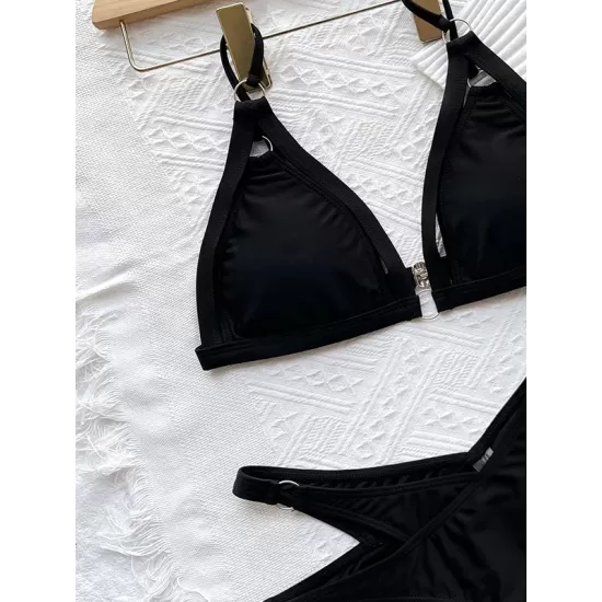 Triangle Spaghetti Neck Two Pieces Bikini Set Triangle Spaghetti Neck Two Pieces Bikini Set
