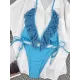 Backless Bandage Mesh Solid Color Padded Halter-Neck Bikini Swimsuit Backless Bandage Mesh Solid Color Padded Halter-Neck Bikini Swimsuit
