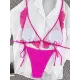 Backless Bandage Mesh Solid Color Padded Halter-Neck Bikini Swimsuit Backless Bandage Mesh Solid Color Padded Halter-Neck Bikini Swimsuit