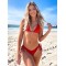 Backless Bandage Solid Color Padded Deep V-Neck Bikini Swimsuit