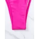 Backless Bandage Solid Color Padded Deep V-Neck Bikini Swimsuit Backless Bandage Solid Color Padded Deep V-Neck Bikini Swimsuit