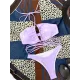 Backless Bandage Solid Color Padded Halter-Neck Bikini Swimsuit Backless Bandage Solid Color Padded Halter-Neck Bikini Swimsuit