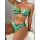 Bandage Floral Printed Hollow Padded Sleeveless Bikini Swimsuit Bandage Floral Printed Hollow Padded Sleeveless Bikini Swimsuit