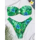 Bandage Floral Printed Hollow Padded Sleeveless Bikini Swimsuit Bandage Floral Printed Hollow Padded Sleeveless Bikini Swimsuit