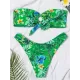 Bandage Floral Printed Hollow Padded Sleeveless Bikini Swimsuit Bandage Floral Printed Hollow Padded Sleeveless Bikini Swimsuit