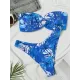 Bandage Floral Printed Hollow Padded Sleeveless Bikini Swimsuit Bandage Floral Printed Hollow Padded Sleeveless Bikini Swimsuit