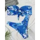 Bandage Floral Printed Hollow Padded Sleeveless Bikini Swimsuit Bandage Floral Printed Hollow Padded Sleeveless Bikini Swimsuit