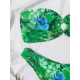Bandage Floral Printed Hollow Padded Sleeveless Bikini Swimsuit Bandage Floral Printed Hollow Padded Sleeveless Bikini Swimsuit