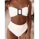 Bandage Buckle Chains High-Waisted Hollow Solid Color Padded Spaghetti-Neck Swimsuits Bikini Swimsuit Bandage Buckle Chains High-Waisted Hollow Solid Color Padded Spaghetti-Neck Swimsuits Bikini Swimsuit