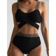 High-Waisted Hollow Leopard Sequined Split-Joint Padded Spaghetti-Neck Bikini Swimsuit High-Waisted Hollow Leopard Sequined Split-Joint Padded Spaghetti-Neck Bikini Swimsuit