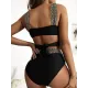 High-Waisted Hollow Leopard Sequined Split-Joint Padded Spaghetti-Neck Bikini Swimsuit High-Waisted Hollow Leopard Sequined Split-Joint Padded Spaghetti-Neck Bikini Swimsuit