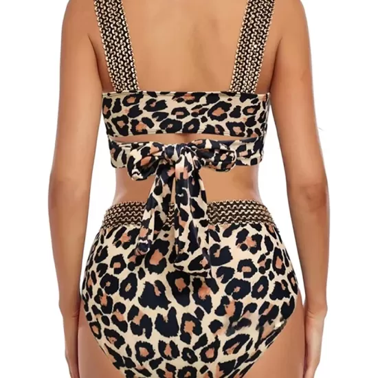 High-Waisted Hollow Leopard Sequined Split-Joint Padded Spaghetti-Neck Bikini Swimsuit High-Waisted Hollow Leopard Sequined Split-Joint Padded Spaghetti-Neck Bikini Swimsuit