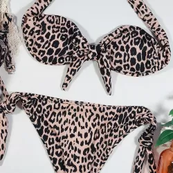 Leopard Off-the-shoulder Bikini Swimsuit
