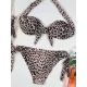 Leopard Off-the-shoulder Bikini Swimsuit Leopard Off-the-shoulder Bikini Swimsuit