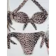 Leopard Off-the-shoulder Bikini Swimsuit Leopard Off-the-shoulder Bikini Swimsuit