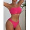Solid Color Strapless Padded Bikini Swimsuit