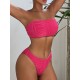 Solid Color Strapless Padded Bikini Swimsuit Solid Color Strapless Padded Bikini Swimsuit