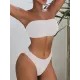 Solid Color Strapless Padded Bikini Swimsuit Solid Color Strapless Padded Bikini Swimsuit
