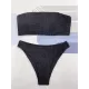 Solid Color Strapless Padded Bikini Swimsuit Solid Color Strapless Padded Bikini Swimsuit