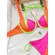 Color-Block Hollow Padded Halter-Neck Bikini Swimsuit Color-Block Hollow Padded Halter-Neck Bikini Swimsuit