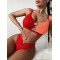 Bandage Color-Block Hollow Padded Spaghetti-Neck Bikini Swimsuit