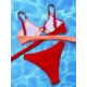 Bandage Color-Block Hollow Padded Spaghetti-Neck Bikini Swimsuit Bandage Color-Block Hollow Padded Spaghetti-Neck Bikini Swimsuit