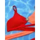 Bandage Color-Block Hollow Padded Spaghetti-Neck Bikini Swimsuit Bandage Color-Block Hollow Padded Spaghetti-Neck Bikini Swimsuit