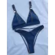 Backless Buckle Solid Color Padded Deep V-Neck Bikini Swimsuit Backless Buckle Solid Color Padded Deep V-Neck Bikini Swimsuit
