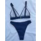 Backless Buckle Solid Color Padded Deep V-Neck Bikini Swimsuit Backless Buckle Solid Color Padded Deep V-Neck Bikini Swimsuit