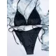 Backless Bandage Solid Color Padded Halter-Neck Bikini Swimsuit Backless Bandage Solid Color Padded Halter-Neck Bikini Swimsuit