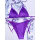 Backless Bandage Solid Color Padded Halter-Neck Bikini Swimsuit Backless Bandage Solid Color Padded Halter-Neck Bikini Swimsuit