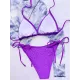 Backless Bandage Solid Color Padded Halter-Neck Bikini Swimsuit Backless Bandage Solid Color Padded Halter-Neck Bikini Swimsuit