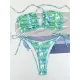Bandage Hollow Printed Padded Halter-Neck Bikini Swimsuit Bandage Hollow Printed Padded Halter-Neck Bikini Swimsuit