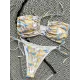 Bandage Hollow Printed Padded Halter-Neck Bikini Swimsuit Bandage Hollow Printed Padded Halter-Neck Bikini Swimsuit