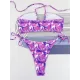 Bandage Hollow Printed Padded Halter-Neck Bikini Swimsuit Bandage Hollow Printed Padded Halter-Neck Bikini Swimsuit