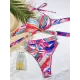 Bandage Belly-Hollow Multi-Colored Padded Halter-Neck Bikini Swimsuit Bandage Belly-Hollow Multi-Colored Padded Halter-Neck Bikini Swimsuit