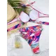 Bandage Belly-Hollow Multi-Colored Padded Halter-Neck Bikini Swimsuit Bandage Belly-Hollow Multi-Colored Padded Halter-Neck Bikini Swimsuit