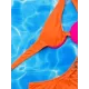 Color-Block Hollow Padded One-shoulder Bikini Swimsuit Color-Block Hollow Padded One-shoulder Bikini Swimsuit