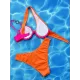 Color-Block Hollow Padded One-shoulder Bikini Swimsuit Color-Block Hollow Padded One-shoulder Bikini Swimsuit