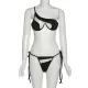 Backless Bandage Hollow Solid Color Split-Joint Sleeveless One-Shoulder Bikini Swimsuit Backless Bandage Hollow Solid Color Split-Joint Sleeveless One-Shoulder Bikini Swimsuit