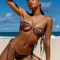 Bandage Striped Bikini Swimsuit