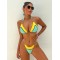 Bandage Color-Block Padded Halter-Neck Bikini Swimsuit