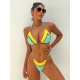 Bandage Color-Block Padded Halter-Neck Bikini Swimsuit Bandage Color-Block Padded Halter-Neck Bikini Swimsuit