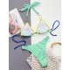 Bandage Color-Block Padded Halter-Neck Bikini Swimsuit Bandage Color-Block Padded Halter-Neck Bikini Swimsuit