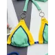 Bandage Color-Block Padded Halter-Neck Bikini Swimsuit Bandage Color-Block Padded Halter-Neck Bikini Swimsuit