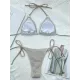 Backless Bandage Hollow Solid Color Padded Halter-Neck Bikini Swimsuit Backless Bandage Hollow Solid Color Padded Halter-Neck Bikini Swimsuit